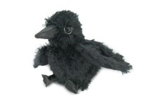Raven Finger Puppet, Plush Raven, Stuffed Bird, Realistic, 6 1/2" FM21 B236