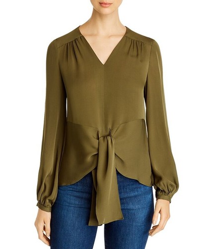 Elie Tahari Kali 100% Silk Blouse Olive 