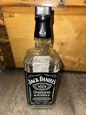 Jack Daniels EMPTY Glass Bottle with Cap Old No. 7 Tennessee Whiskey (1.75 L)