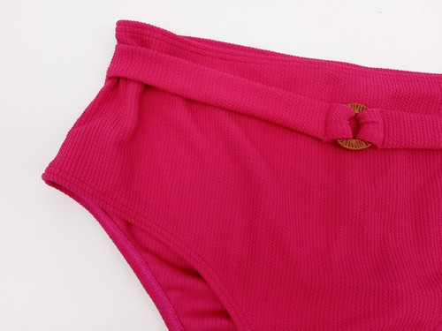 Pour Moi Cali Ribbed Texture Hi-Waist Belted Control Swim Brief Size 16 Pink F2 - 第 5/10 張圖片