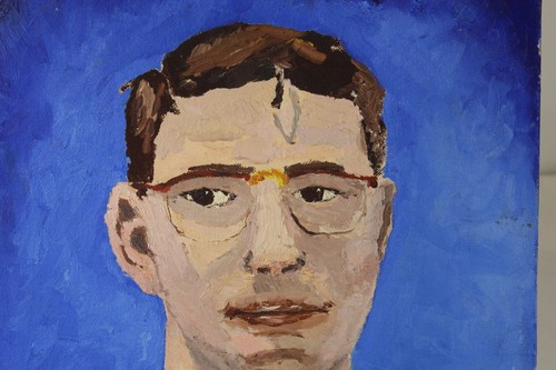 Original Portrait Oil Painting Man Wearing Glasses Button Shirt ABEN MOSHE - Picture 4 of 12