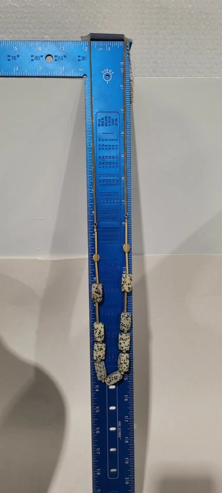 Universal Thread Necklace with Dalmatian Jasper Semi-Precious Beaded Chain Gray - Image 4 of 4