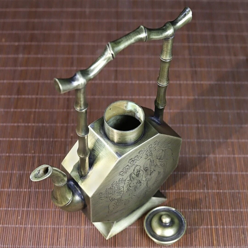 Chinese collect white brass teapost HandMade coloured drawing pot - Image 2 of 4