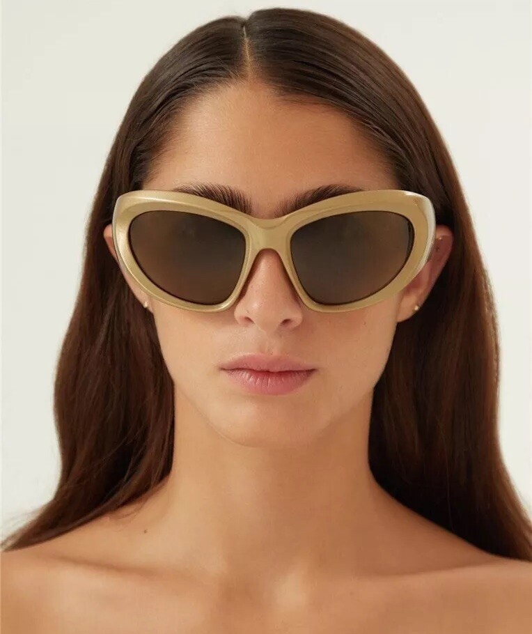 サングラス BALENCIAGA Woman Sunglasses Brown BB0322S 004 NEW BB0228S 004 BALENCIAGA GOLD BROWN OVAL WOMEN BALENCIAGA