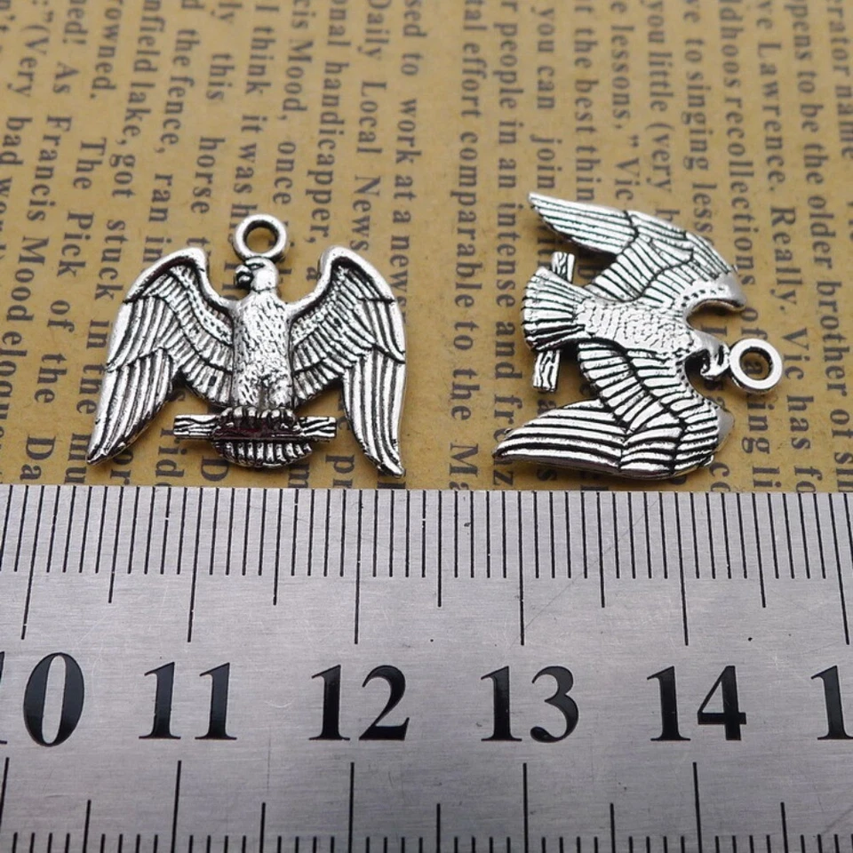 Pingente de prata antiga 100 peças amuletos de águia faça você mesmo para fazer joias - Imagem 2 de 2