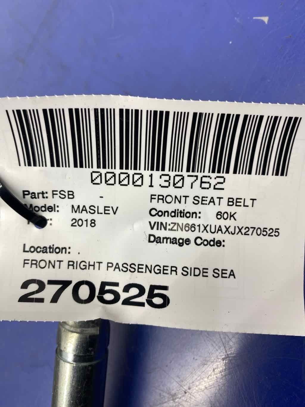 2017 - 2020 MASERATI LEVANTE M161 FRONT RIGHT SEAT BELT PRETENSIONER 06700395800