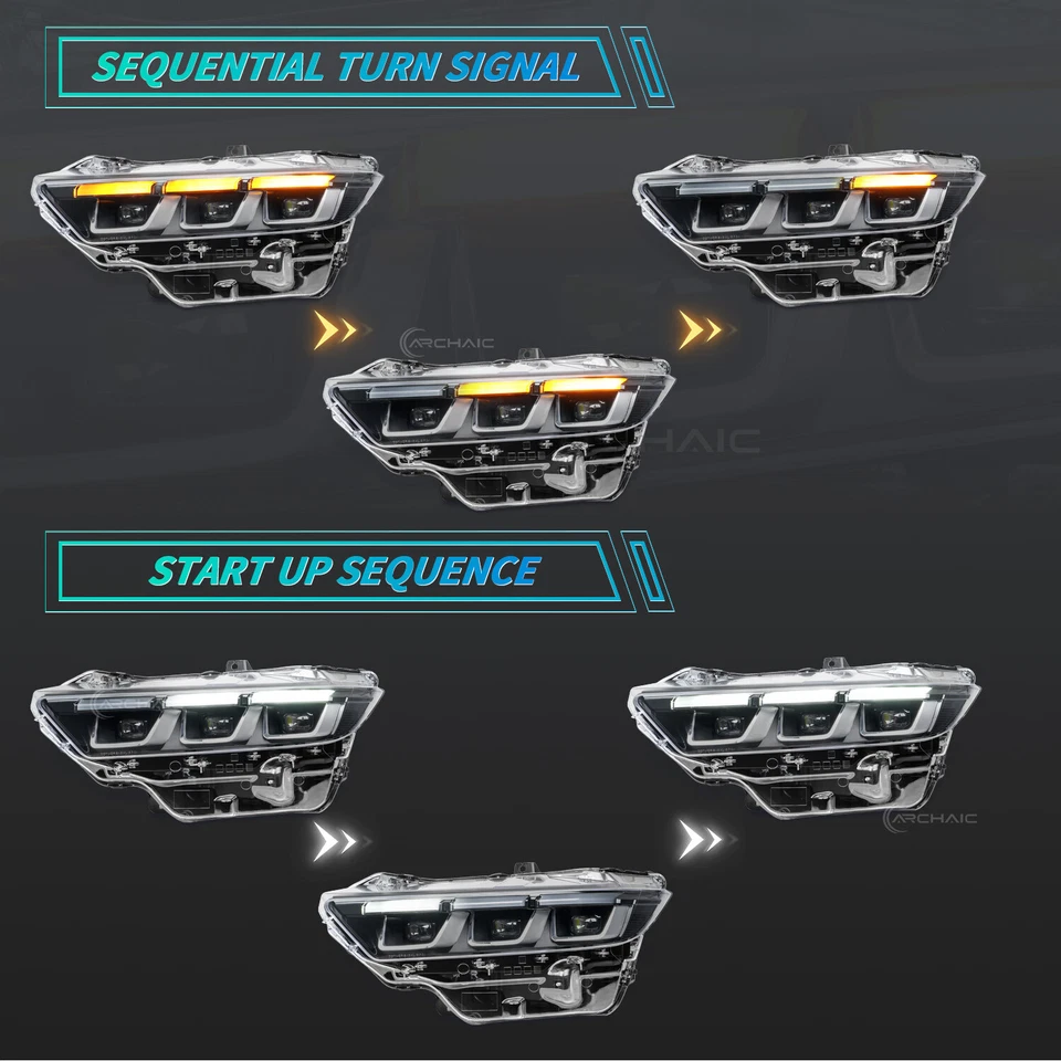 Driver Side Headlight for 2024-2025 Ford Mustang,Update OE Style,Chrome Inner, - Image 3 of 4