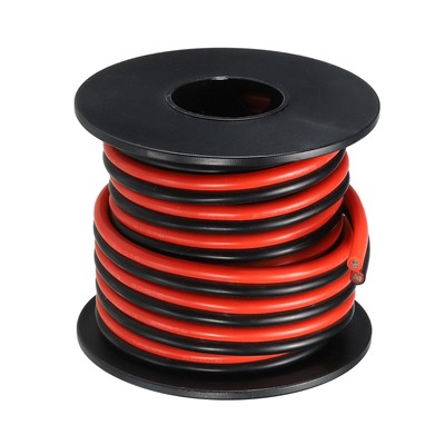 2 Leitung Parallel Silikon Draht 14AWG 14 Messgerät Rot Schwarz Spule 4.5m/15ft