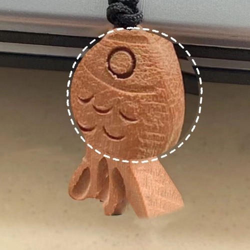 Cute Cartoon Taiyaki Keychain Peach Wood Carving Fish Key Holder Bag Pendant - Zdjęcie 3 z 5