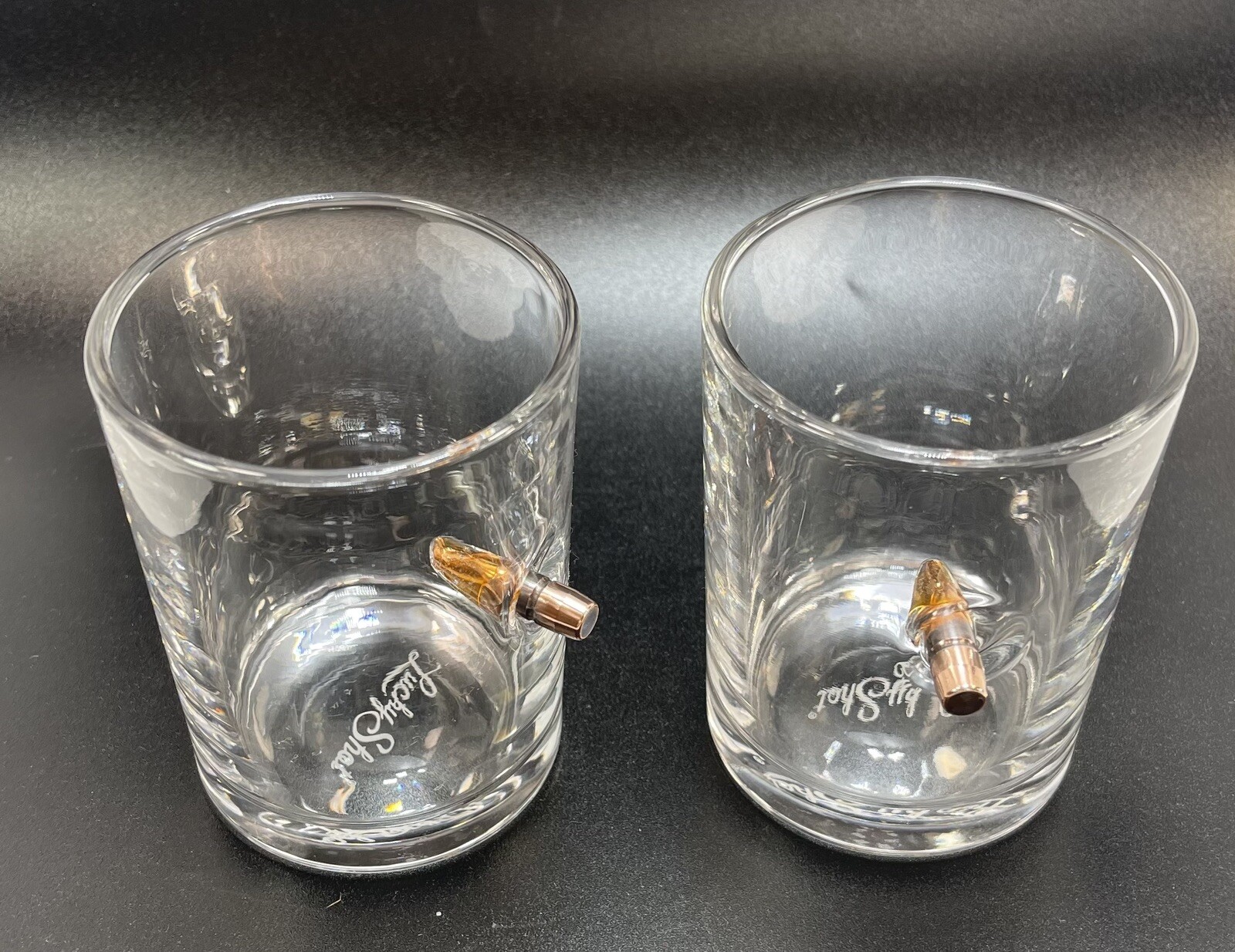 2 LUCKY SHOT Whiskey Glass .308 Bullet NRA Gun Owner Man Cave Barware