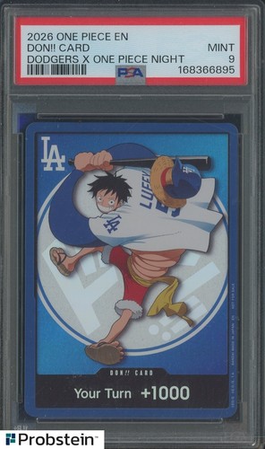 2026 DODGERS x ONE PIECE NIGHT MONKEY D LUFFY DON!! CARD PROMO PSA 9 MINT