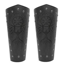 Leather Arm Guards Medieval Bracers for Men Knight Viking Wrist Guards Leathe...
