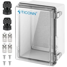 Waterproof Electrical Junction Box IP67 ABS Plastic Enclosure with Hinged Cov...