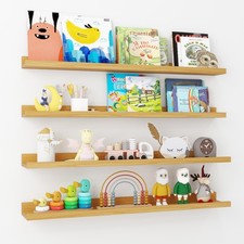 Picture Ledge Shelf  36 Inch Oak Floating Shelves Set of 4  Rustic Wood Wal...