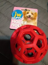 JW Hol-ee Roller Mini Balls 3 Pack Puppy Fetch  Treat Toy 2  Red,Green,Blue.