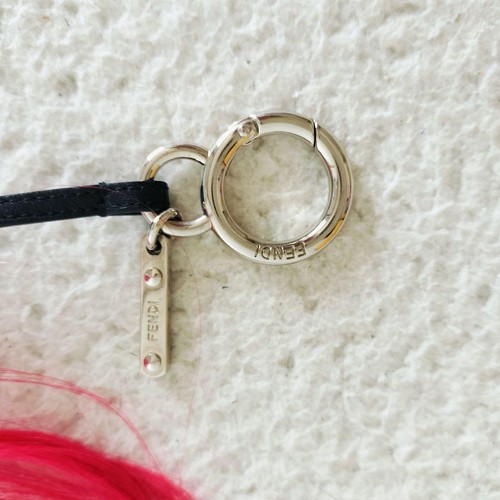 FENDI Mini Karlito Fur Key Ring Bag Charm Multicolor Made in Italy Used with BOX - Picture 7 of 9