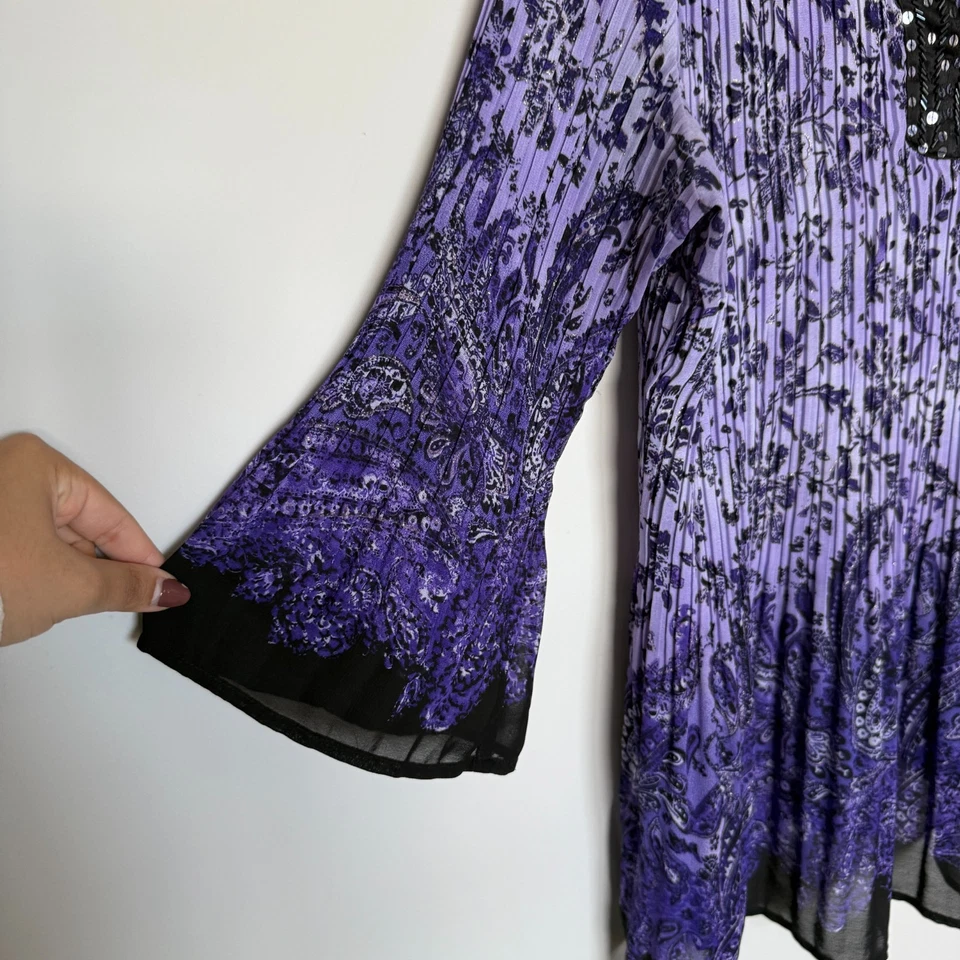 Top de hadas para mujer XL Y2K púrpura floral cachemira lentejuelas caprichoso boho oscuro romántico Foto 4 de 4