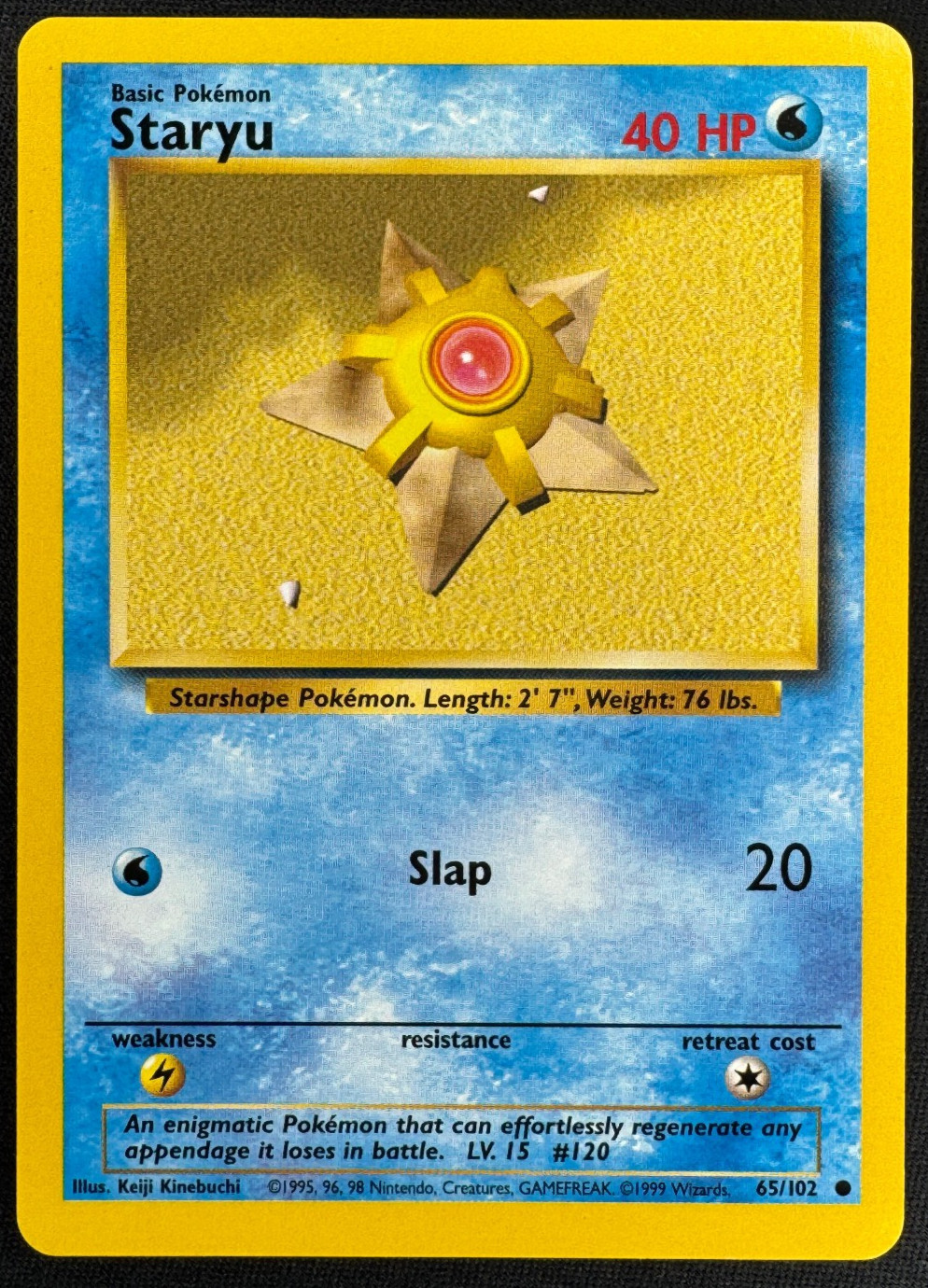 STARYU 65/102 LP COMMON BASE SET UNLIMITED POKEMON 1999