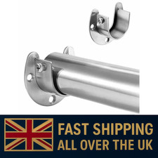2X Closet Rod Bracket Shower Curtain Rod Pole End Supports Sockets Flange Holder