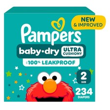 Pampers Diapers Baby Dry Size 2 234 Count Absorbent Disposable Infant