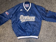 Vtg Dallas Cowboys Starter Pro Line Jacket Mens NFL Pullover Windbreaker Blue L