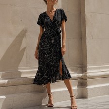 Vintage RARE Gianni Versace for Neiman Marcus Black Floral Wrap Dress