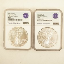 2021 American Silver Eagle Type 1 and 2 PSS NGC MS70 Last Day- Free Shipping USA