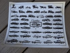 Glossy Cadillac Sheet Poster 8 12 X 11 - Cadillac Models From 1902 - 1978