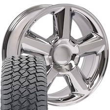 5308 Chrome 20x8.5 Wheels 27555r20 At2 Tires Set Fits Chevy Gmc Cadillac