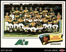 1977 Topps #74 Jack McKeon A's Team Checklist Athletics MANAGER 7.5 - NM+
