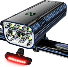 Upgrade Super Bright 6 LED Bike Light for Night Riding,1800 Lumens Aluminum Rech