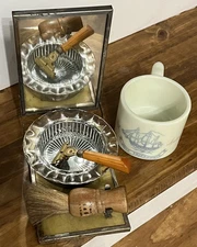 Shaving Travel Vanity with Mirror, Brush, Glass Bowl, Shaver, & Mug