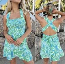 Show Me Your Mumu Collins Mini Dress Size Medium Crossback Smocked NEW $168