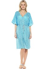 LA LEELA Women's Plus Size Caftan Lounger Casual Cover Ups US 16-28W Blue_S59