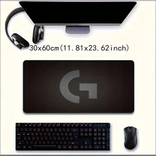40*90cm1pc Large Logitech-Style Logo Anti-Slip Desk Mat - Non-Slip Rubber Base &