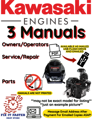 #ad KAWASAKI FE350D ENGINE MANUAL SERVICE REPAIR SHOP PARTS OWNER OPERATOR PDF USB $39.99