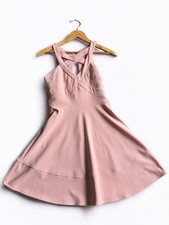 Windsor Fit Flare Dress Womens 5 Pink Blush Cross Strap Halter Skater Date Night