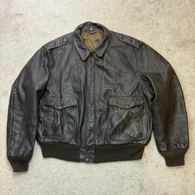 Vintage Schott 684SM A2 Bomber Flight Flieger Lederjacke Reißverschluss - Größe 50