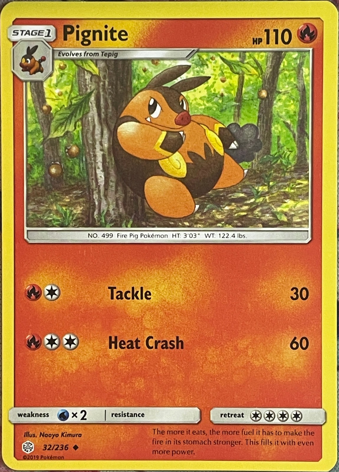 Pignite - 32/236 - Cosmic Eclipse Pokemon 2019
