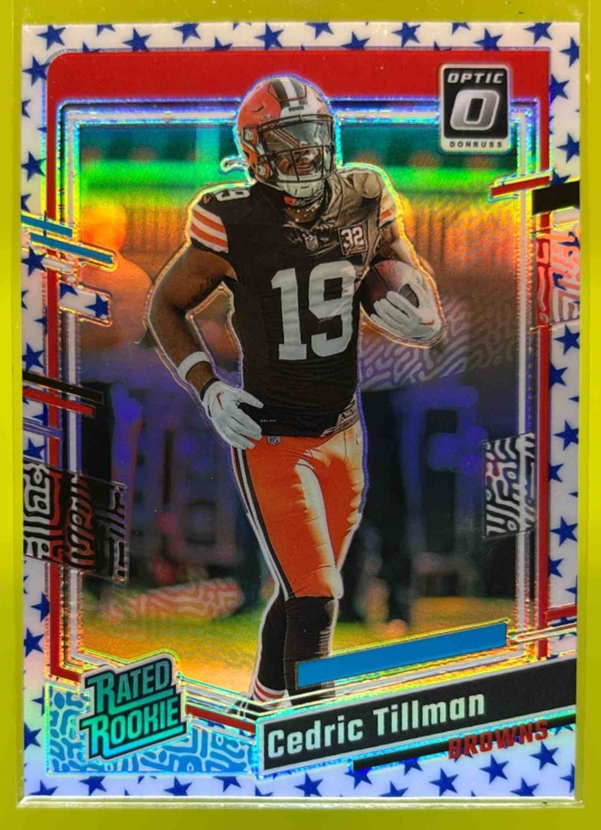 2023 Donruss Optic Cedric Tillman Blue Stars Prizm #224 RC Rated Rookie Browns