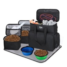 Dog Travel Bag Airline Approved Pet Travel Tote with Collapsible Bowls,Food C...