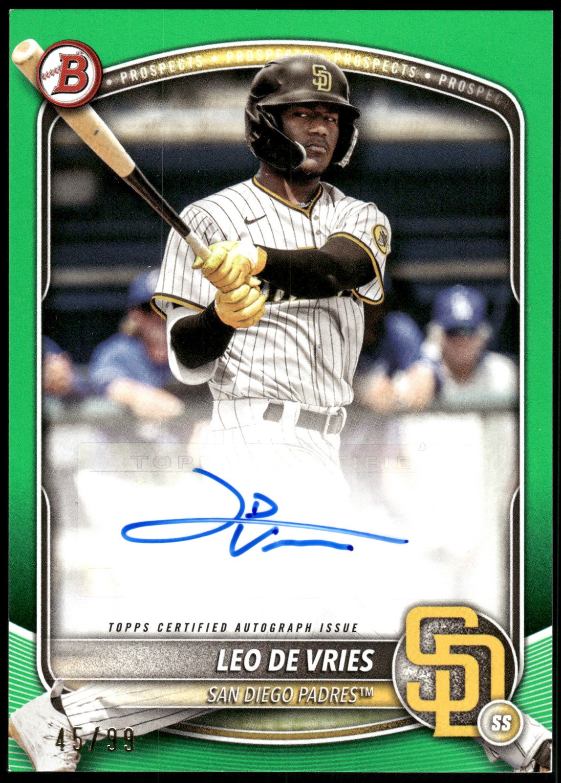 2025 Bowman #BPA-LD Leo De Vries Prospect Autographs Green #/99