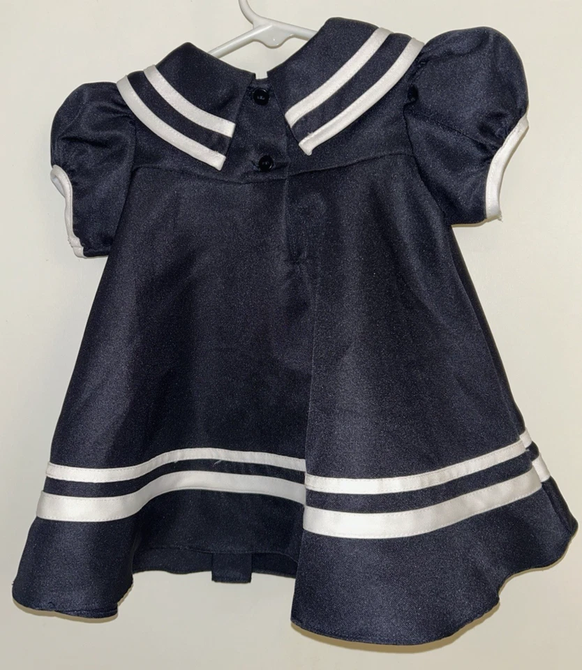 Vestido Náutico Marinero Infantil Ediciones Raras Azul Marino Blanco Bebé Niñas Talla 6-9 Meses Foto 2 de 3