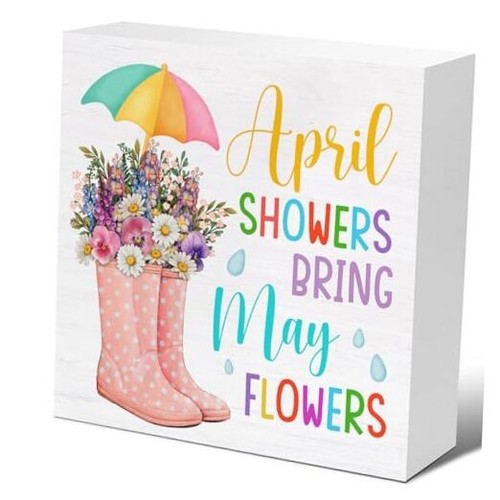 Spring Decor - Farmhouse Spring Decorations - April Showers Bring May H-29