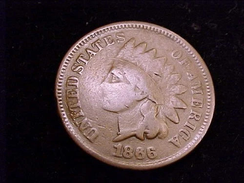 1866 Indian Head Cent, Very Good Grade DETAIL