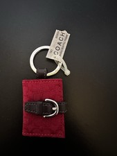 NEW COACH Signature RED Jacquard Key Ring Bag Charm Photo Holder NWT