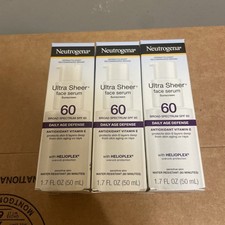 3 pk Neutrogena Ultra Sheer SPF 60 Moisturizing Face Serum Lotion 1.7oz 10/2027