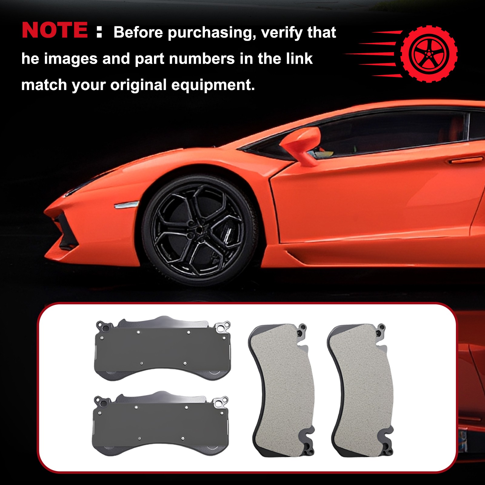 For Lamborghini Aventador Front & Rear Brake Pads W/Sensors 470698451 Brand New