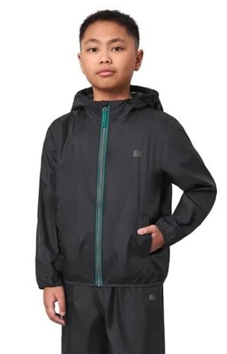 Mondetta Boys Girls Rain Jacket Pants Black 2-Piece Wind Water Resistant - Picture 2 of 8