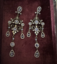 Gold Tone Purple Crystal Rhinestone Teardrop ...